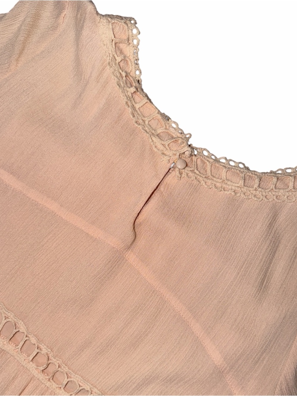 LISTICLE Blush Pink Lace-Trim Dress with Bell Sleeves - Picture 7 of 8